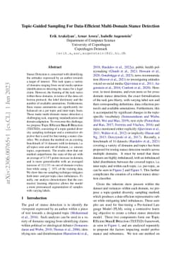 Topic-Guided Sampling For Data-Efficient Multi-Domain Stance Detection