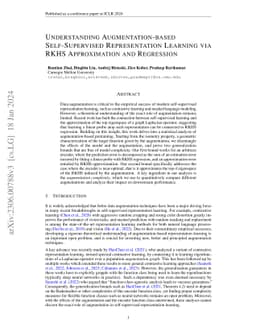 Understanding Augmentation-based Self-Supervised Representation Learning
  via RKHS Approximation and Regression