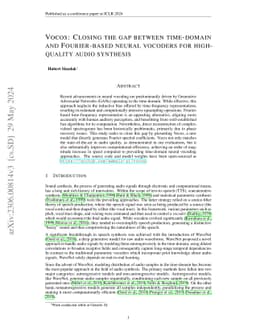 Vocos: Closing the gap between time-domain and Fourier-based neural
  vocoders for high-quality audio synthesis