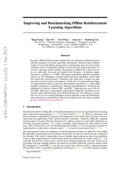 Improving and Benchmarking Offline Reinforcement Learning Algorithms