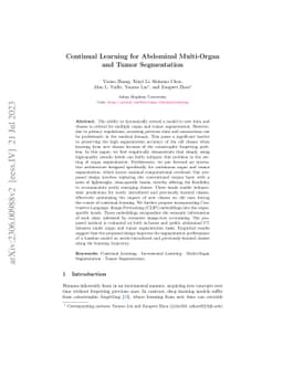 Continual Learning for Abdominal Multi-Organ and Tumor Segmentation