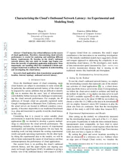 Characterizing the Cloud's Outbound Network Latency: An Experimental and
  Modeling Study