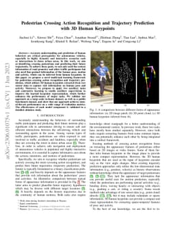 Pedestrian Crossing Action Recognition and Trajectory Prediction with 3D
  Human Keypoints