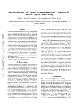 Quantization-Aware and Tensor-Compressed Training of Transformers for
  Natural Language Understanding