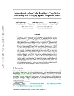 Improving day-ahead Solar Irradiance Time Series Forecasting by
  Leveraging Spatio-Temporal Context