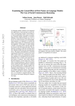 Examining the Causal Effect of First Names on Language Models: The Case
  of Social Commonsense Reasoning