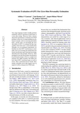 Systematic Evaluation of GPT-3 for Zero-Shot Personality Estimation