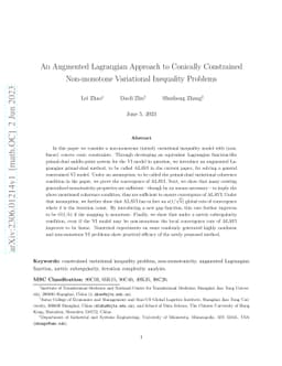 An Augmented Lagrangian Approach to Conically Constrained Non-monotone
  Variational Inequality Problems