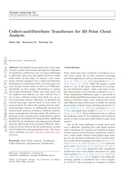 Collect-and-Distribute Transformer for 3D Point Cloud Analysis