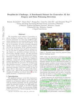 DeepfakeArt Challenge: A Benchmark Dataset for Generative AI Art Forgery
  and Data Poisoning Detection