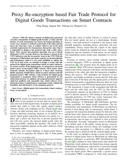 Proxy Re-encryption based Fair Trade Protocol for Digital Goods
  Transactions via Smart Contracts