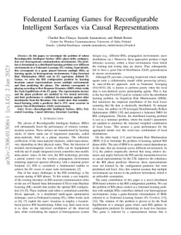 Federated Learning Games for Reconfigurable Intelligent Surfaces via
  Causal Representations