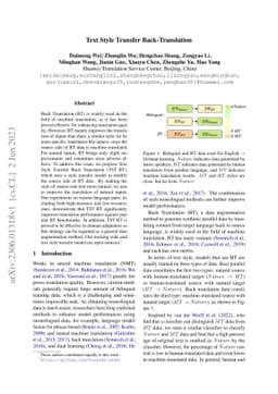 Text Style Transfer Back-Translation