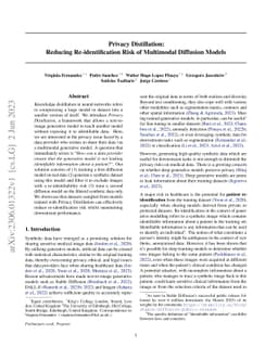 Privacy Distillation: Reducing Re-identification Risk of Multimodal
  Diffusion Models