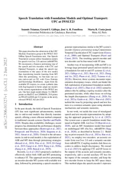 Speech Translation with Foundation Models and Optimal Transport: UPC at
  IWSLT23