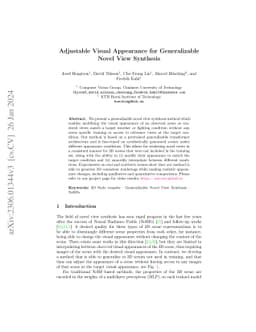 Adjustable Visual Appearance for Generalizable Novel View Synthesis