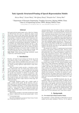 Task-Agnostic Structured Pruning of Speech Representation Models