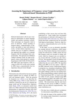 Assessing the Importance of Frequency versus Compositionality for
  Subword-based Tokenization in NMT