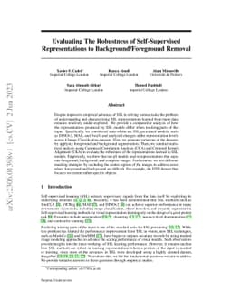 Evaluating The Robustness of Self-Supervised Representations to
  Background/Foreground Removal