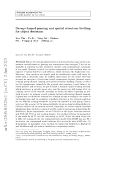 Group channel pruning and spatial attention distilling for object
  detection