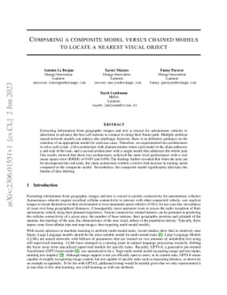 Comparing a composite model versus chained models to locate a nearest
  visual object