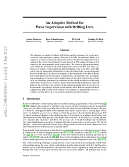 An Adaptive Method for Weak Supervision with Drifting Data