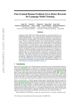 Fine-Grained Human Feedback Gives Better Rewards for Language Model
  Training