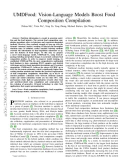 UMDFood: Vision-language models boost food composition compilation