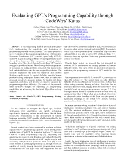 Evaluating GPT's Programming Capability through CodeWars' Katas