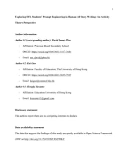Exploring EFL students' prompt engineering in human-AI story writing: an
  Activity Theory perspective