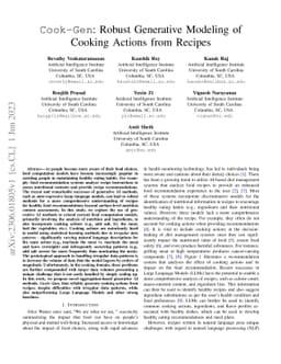 Cook-Gen: Robust Generative Modeling of Cooking Actions from Recipes