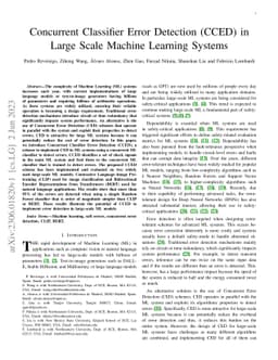 Concurrent Classifier Error Detection (CCED) in Large Scale Machine
  Learning Systems