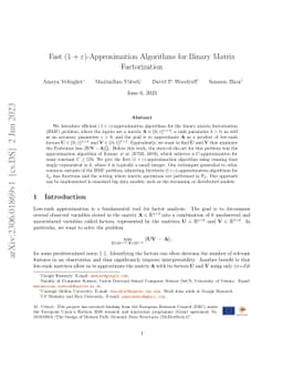 Fast $(1+\varepsilon)$-Approximation Algorithms for Binary Matrix
  Factorization