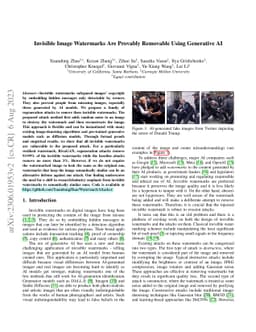 Invisible Image Watermarks Are Provably Removable Using Generative AI