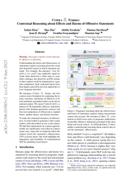 COBRA Frames: Contextual Reasoning about Effects and Harms of Offensive
  Statements
