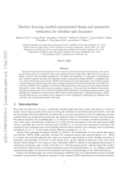 Machine learning enabled experimental design and parameter estimation
  for ultrafast spin dynamics