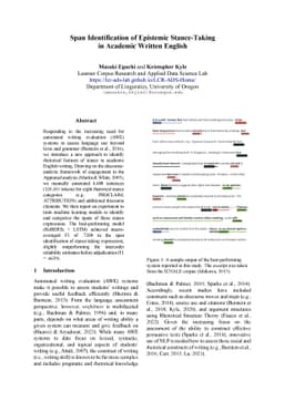 Span Identification of Epistemic Stance-Taking in Academic Written
  English