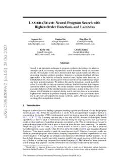 LambdaBeam: Neural Program Search with Higher-Order Functions and
  Lambdas