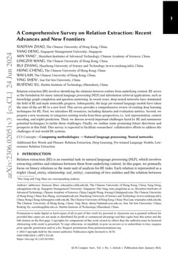 A Comprehensive Survey on Relation Extraction: Recent Advances and New
  Frontiers
