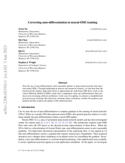 Correcting auto-differentiation in neural-ODE training