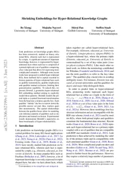 Shrinking Embeddings for Hyper-Relational Knowledge Graphs