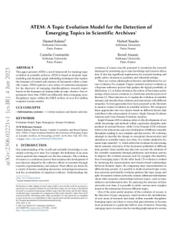 ATEM: A Topic Evolution Model for the Detection of Emerging Topics in
  Scientific Archives