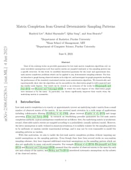 Matrix Completion from General Deterministic Sampling Patterns