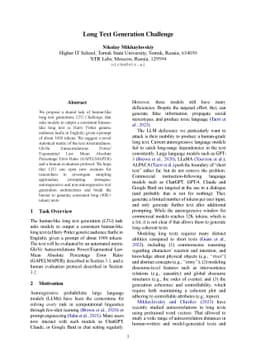 Long Text Generation Challenge
