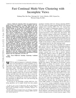 Fast Continual Multi-View Clustering with Incomplete Views
