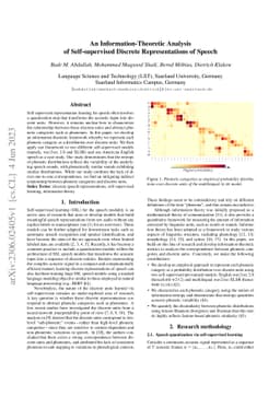 An Information-Theoretic Analysis of Self-supervised Discrete
  Representations of Speech