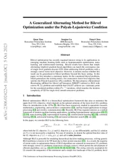 A Generalized Alternating Method for Bilevel Learning under the
  Polyak-Łojasiewicz Condition