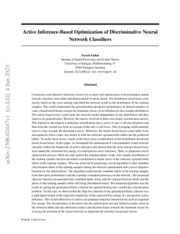 Active Inference-Based Optimization of Discriminative Neural Network
  Classifiers
