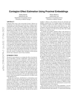 Contagion Effect Estimation Using Proximal Embeddings