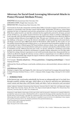 Adversary for Social Good: Leveraging Adversarial Attacks to Protect
  Personal Attribute Privacy